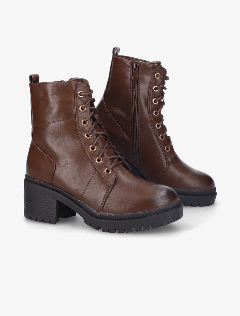 Bottines montantes à talon bloc - Marron - 4