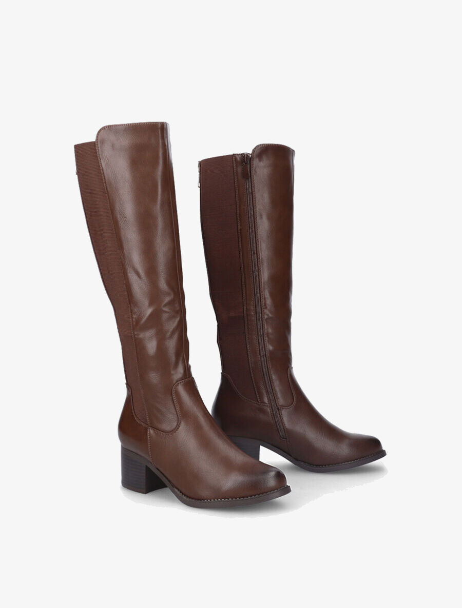 Bottes à talon et contrefort élastiqué - Marron - 4