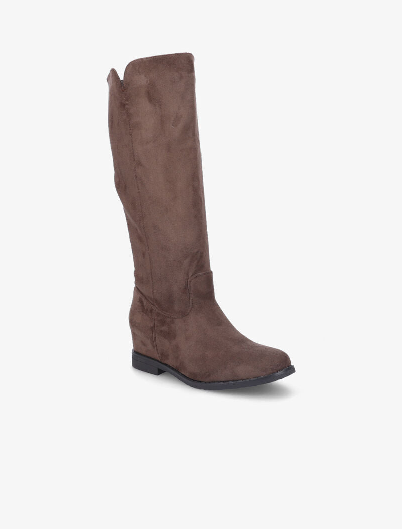 Bottes plates en suédine - Taupe - 3