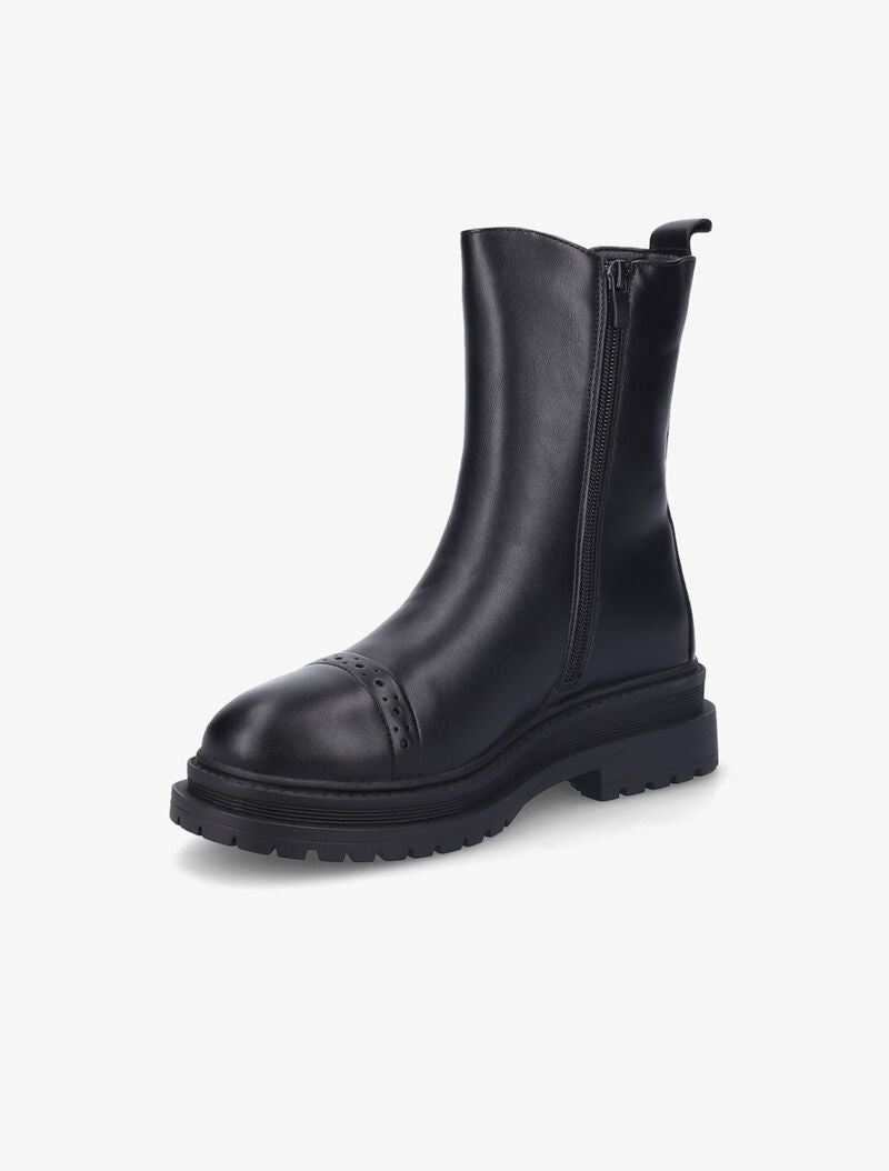 Bottines unies à détails perforés - Noir - 4