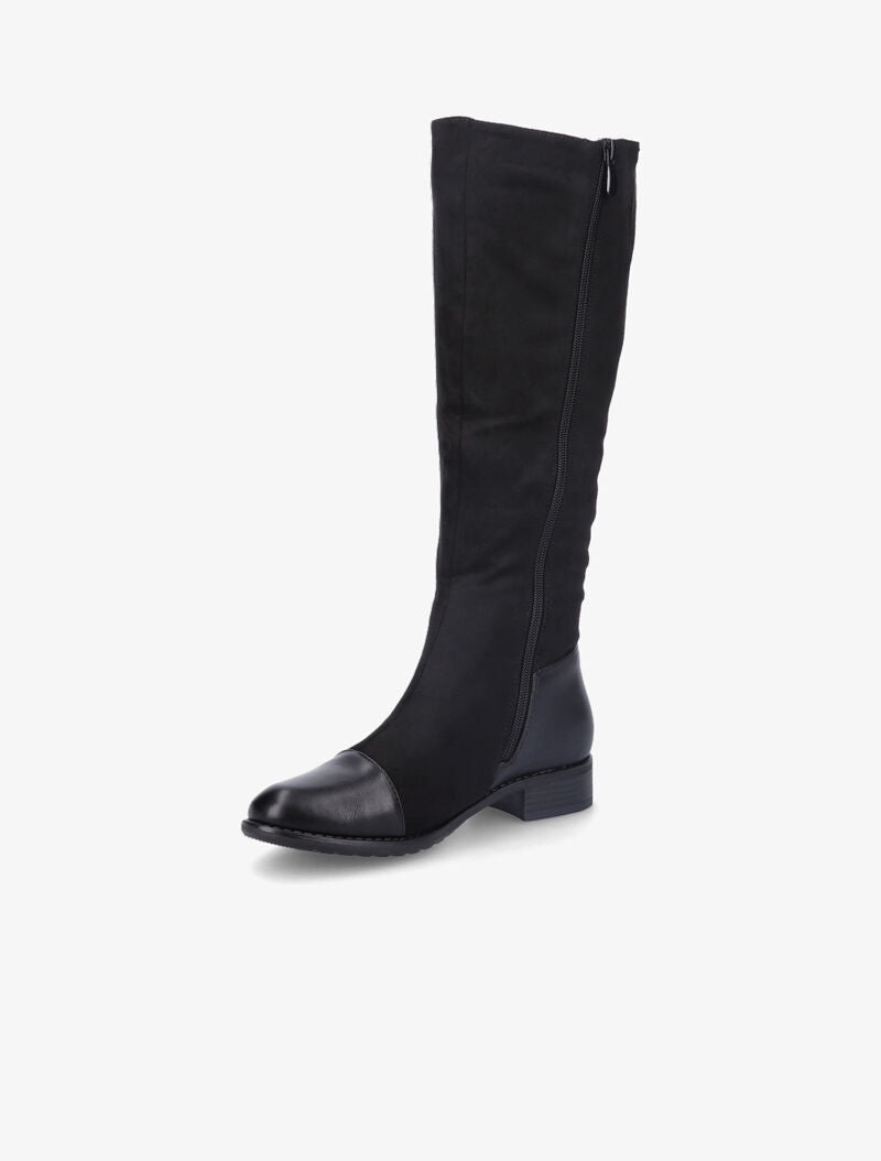 Bottes en suédine et simili avec zip décoratif doré - Noir - 3