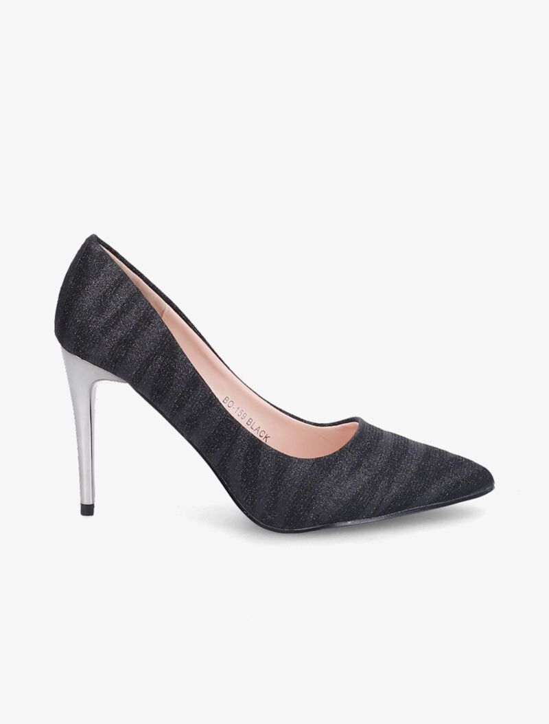Escarpins zébrés à talon haut et paillettes - Noir - 2