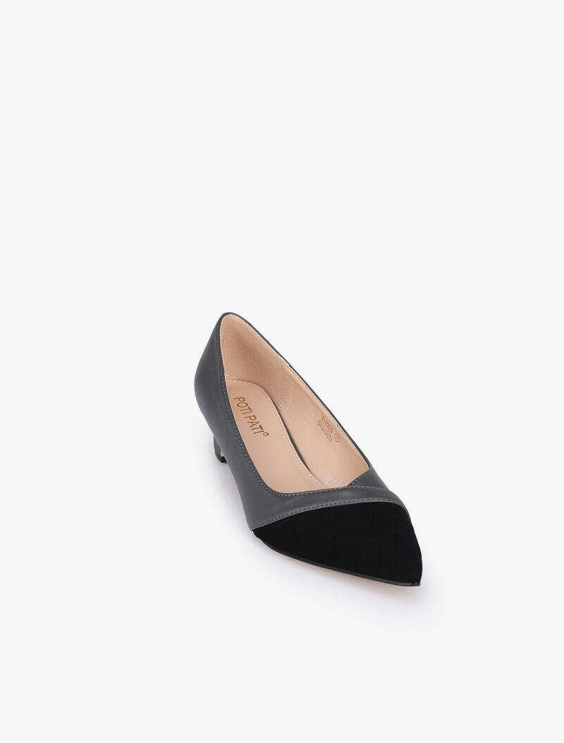 Escarpins color block à petits talons - Gris foncé - 3