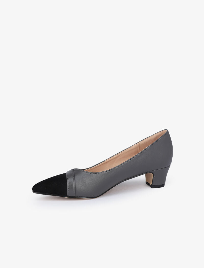 Escarpins color block à petits talons - Gris foncé - 4