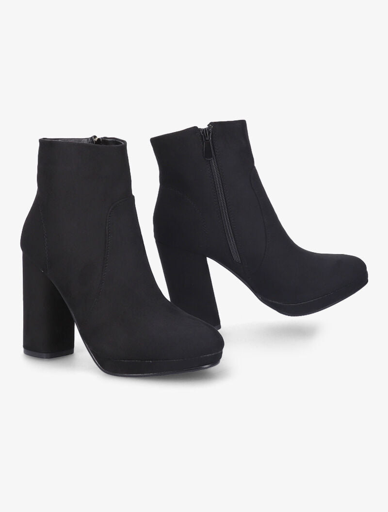 Bottines en suédine à talon haut - Noir - 4