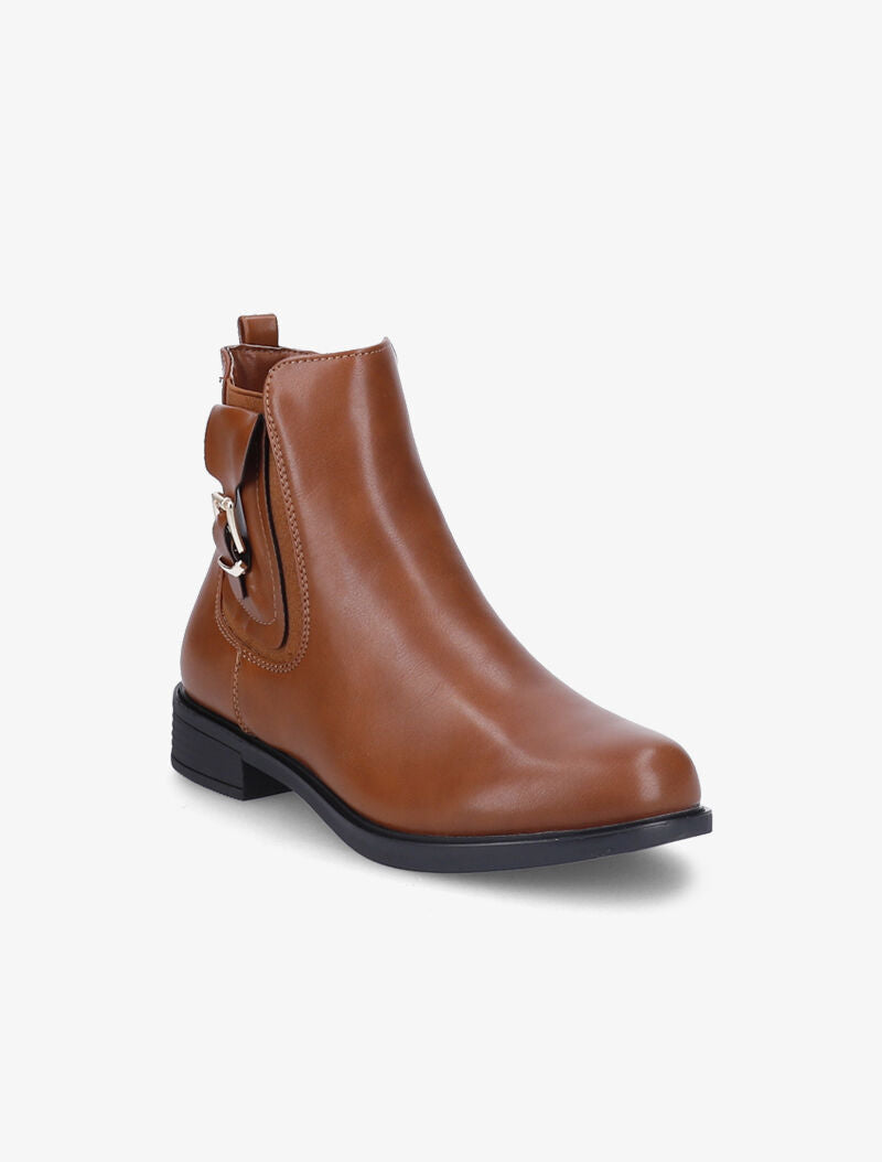 Bottines plates à boucle stylisée - Camel - 2