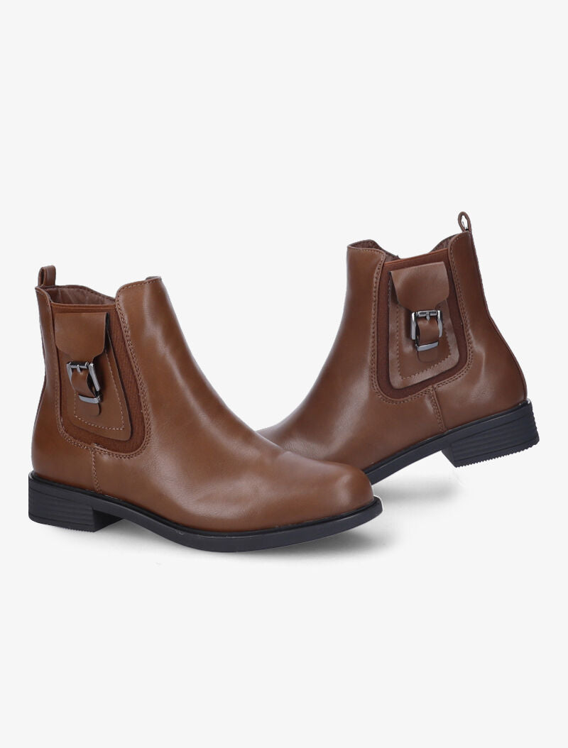 Bottines plates à boucle stylisée - Marron - 4