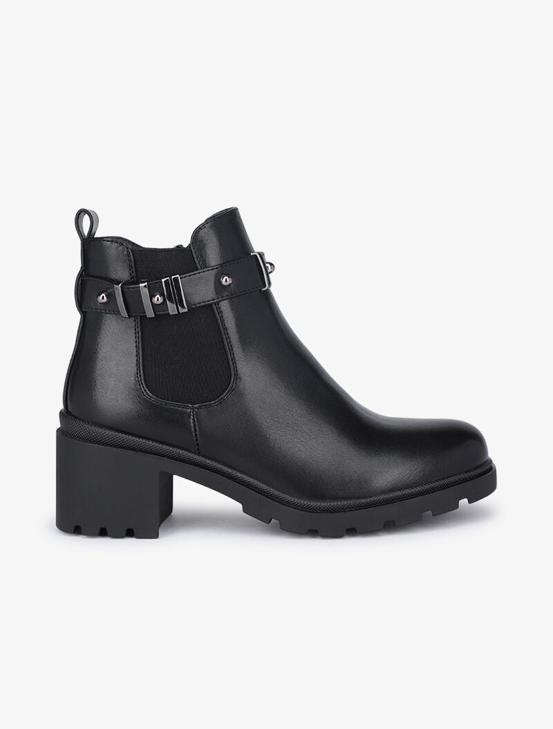 Bottines casual à bride décorative - Noir - 2
