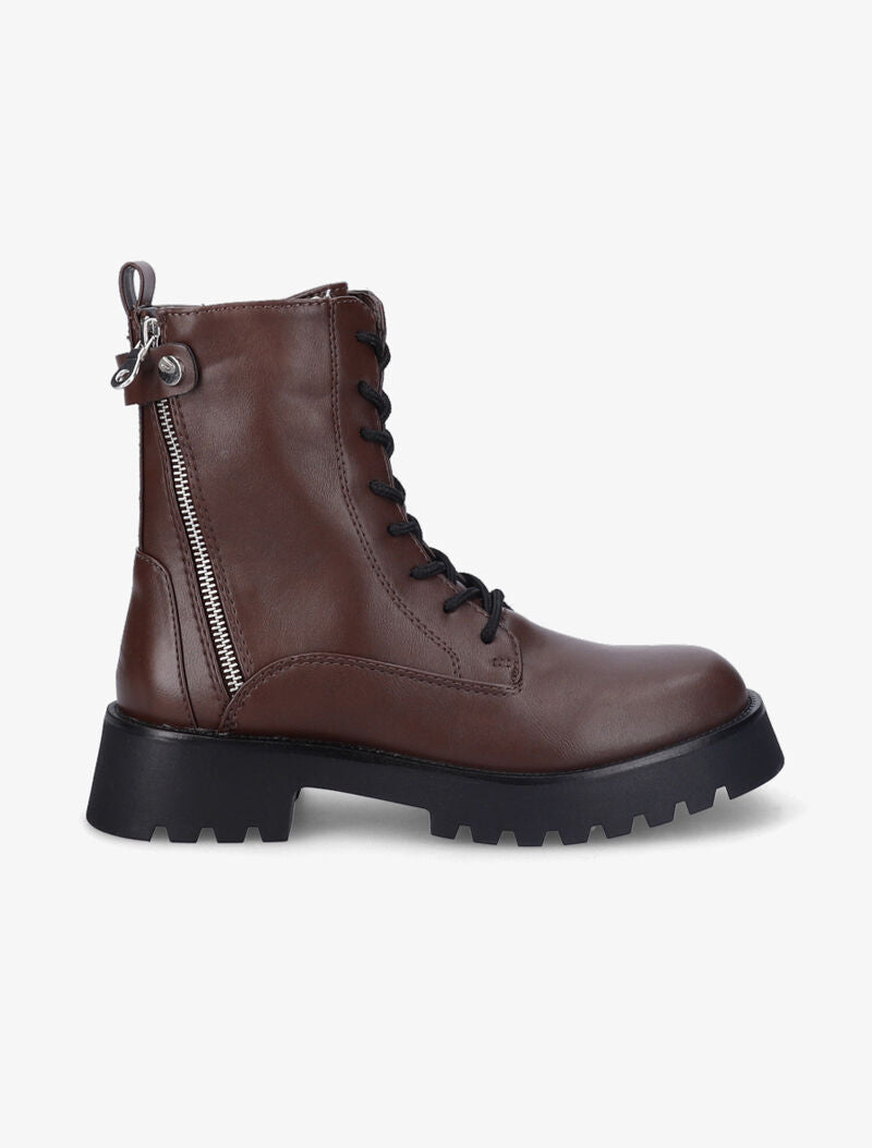 Rangers à semelle crantée et zip décoratif argenté - Chocolat - 5