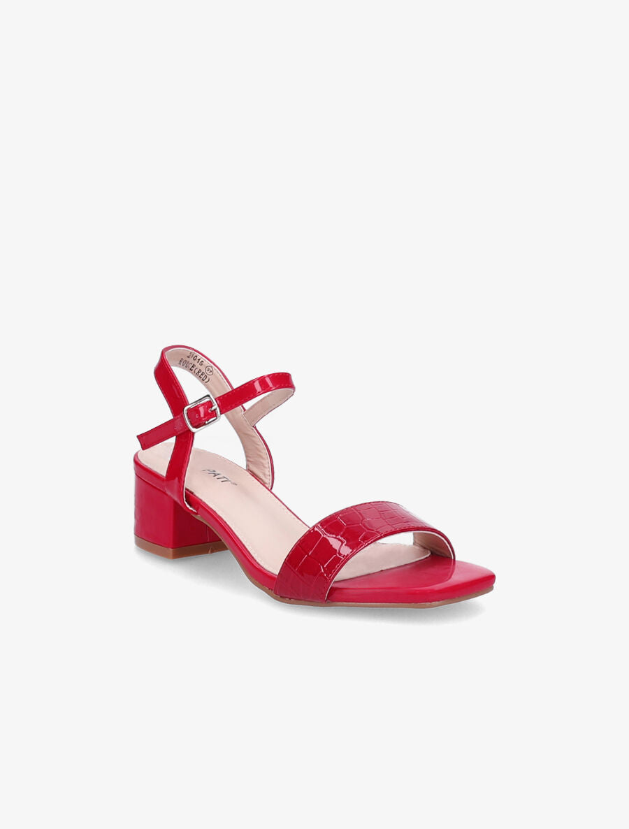 Sandales vernies à ganse effet croco - Rouge - 2
