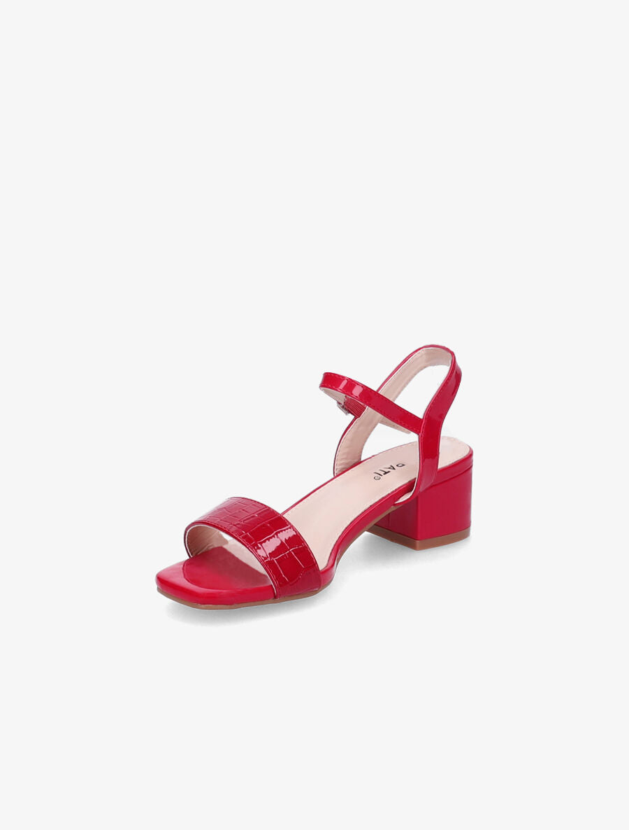 Sandales vernies à ganse effet croco - Rouge - 3