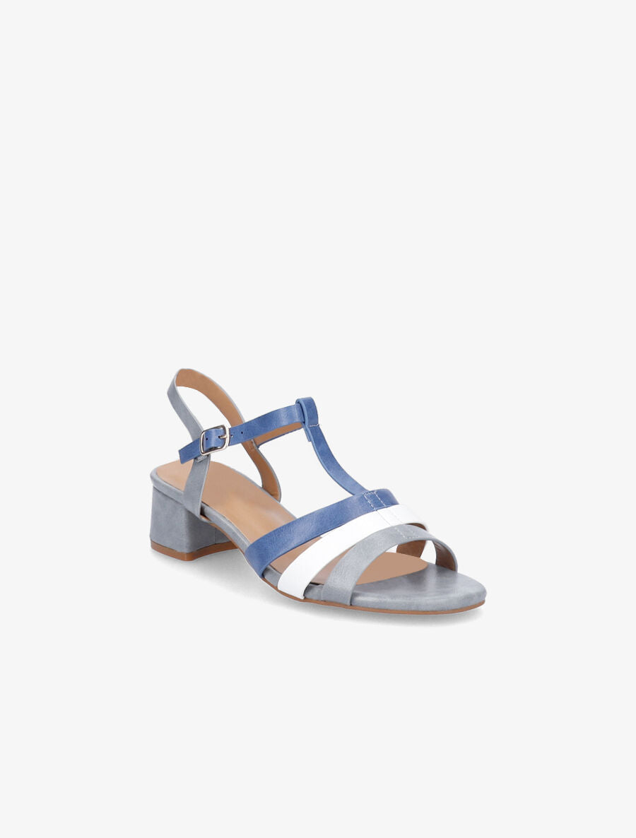Sandales à brides salomé et triple ganses - Bleu - 2