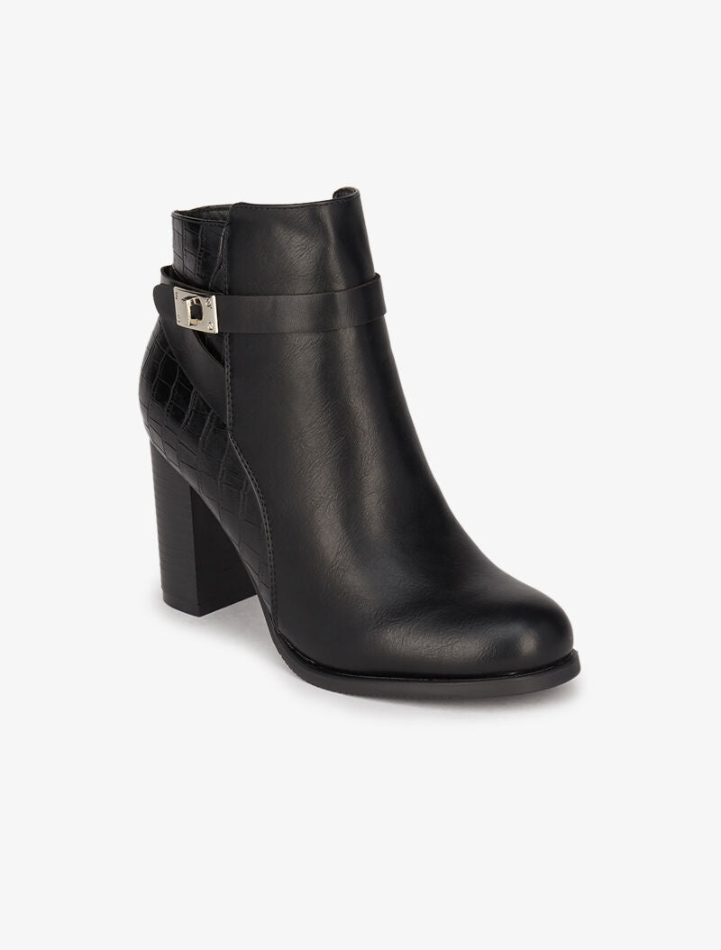 Bottines bi-matière à talon - Noir - 3
