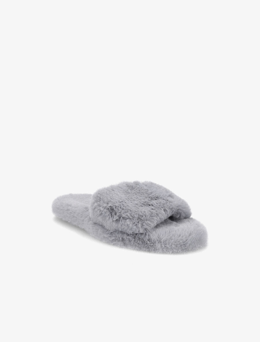 Claquettes en fourrure synthétique - Gris - 2