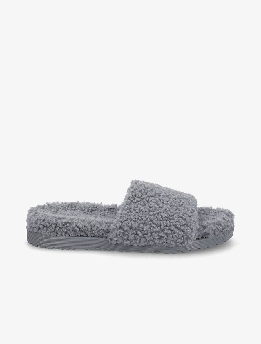 Claquettes effet laine bouclée - Gris - 5