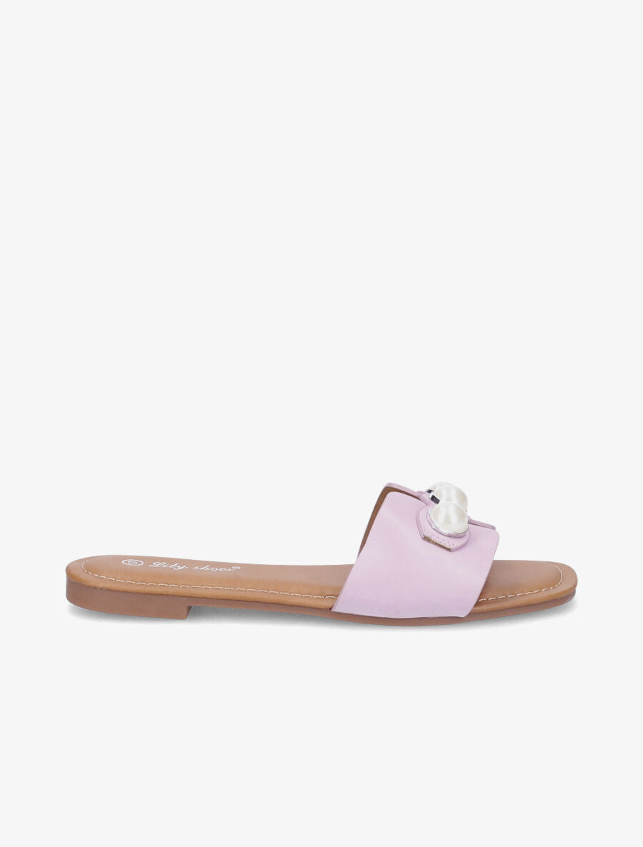 Mules stylisées à perles - Lilas - 1