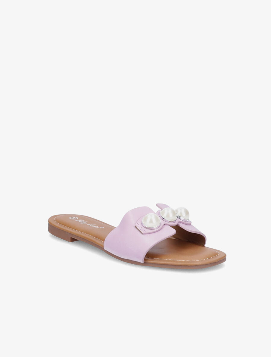 Mules stylisées à perles - Lilas - 2