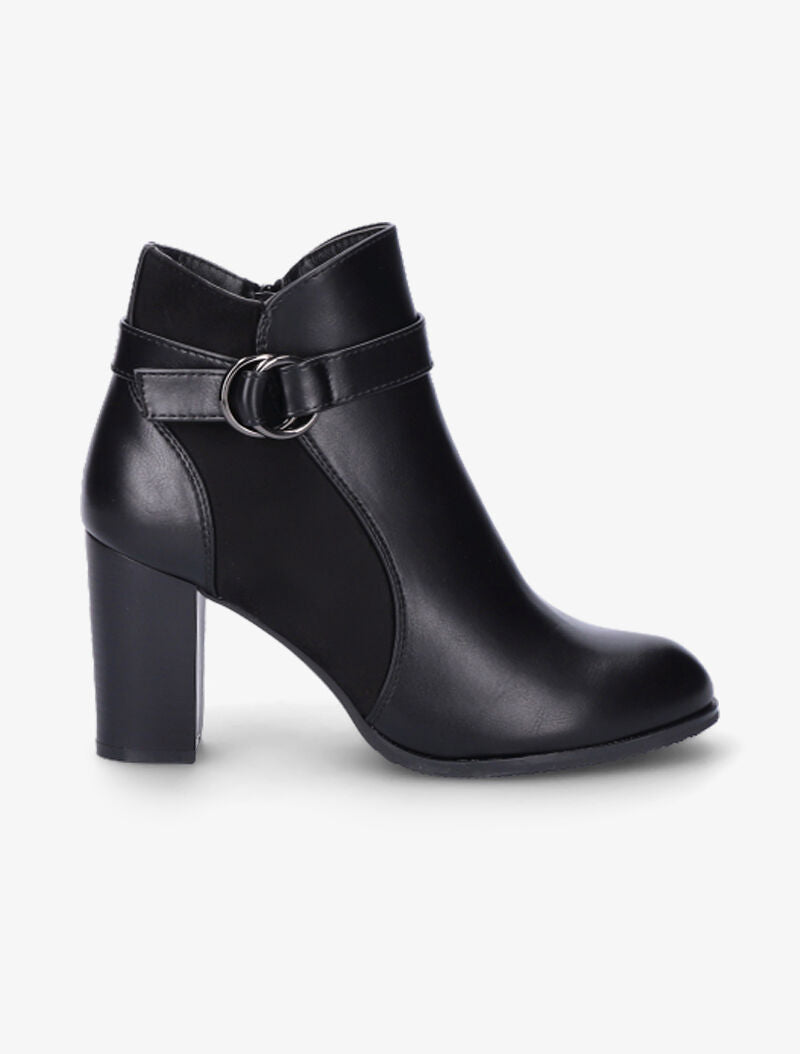 Bottines bi-matière à bride à boucle - Noir - 5