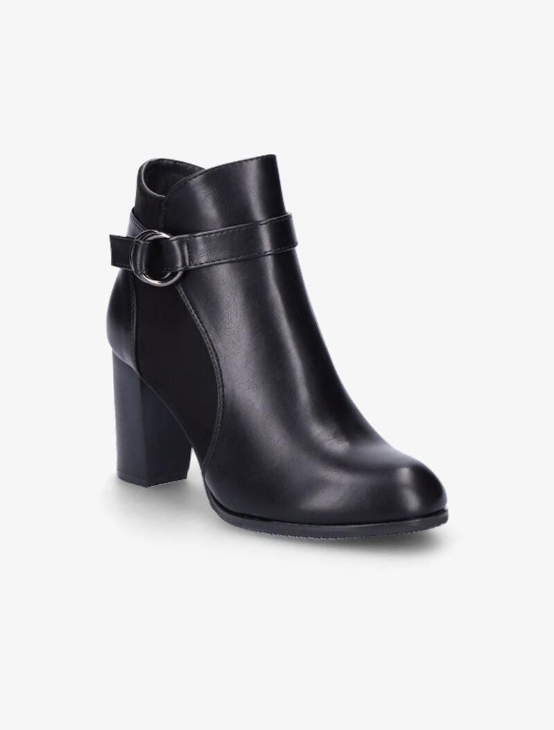 Bottines bi-matière à bride à boucle - Noir - 2
