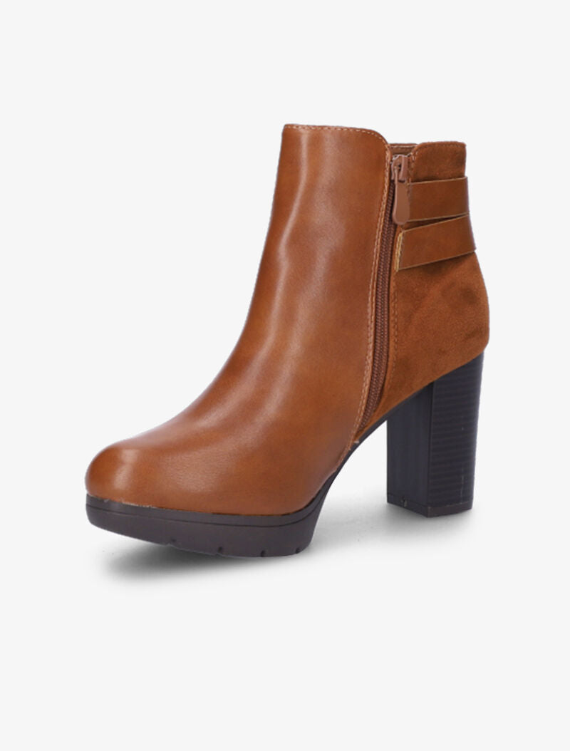 Bottines bi-matière à double sangles - Camel - 4