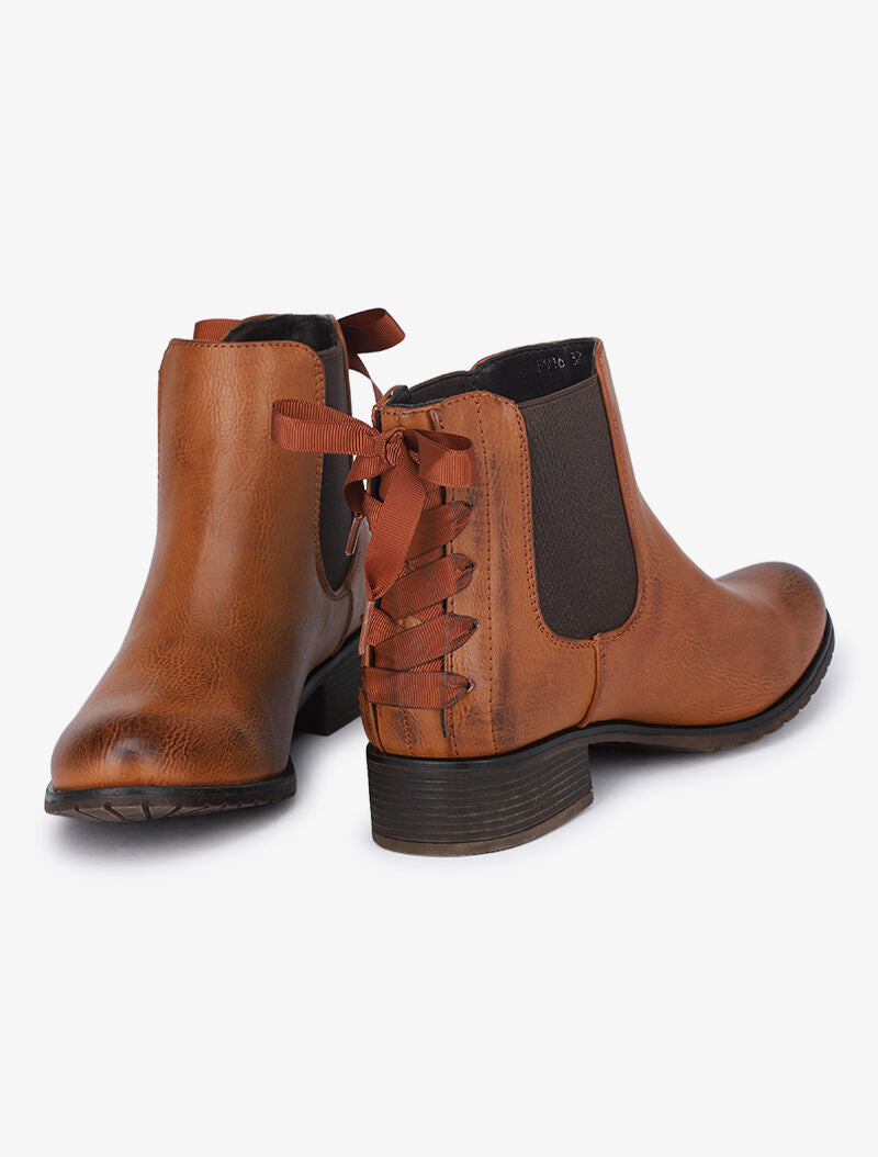 Chelsea boots à contrefort à corsage - Camel - 5