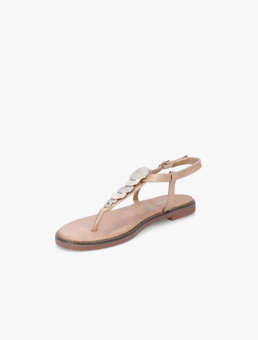 Nu-pied brides à médailles dorées - Beige - 3