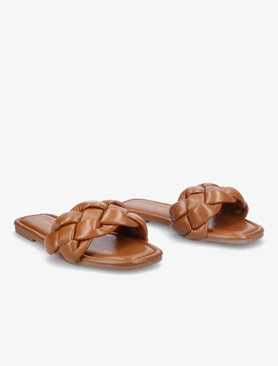 Mules brides tressées - Camel - 4