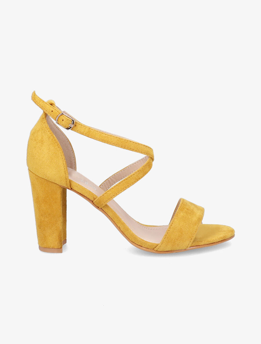 Sandales en suédine à talons classique - Moutarde - 1