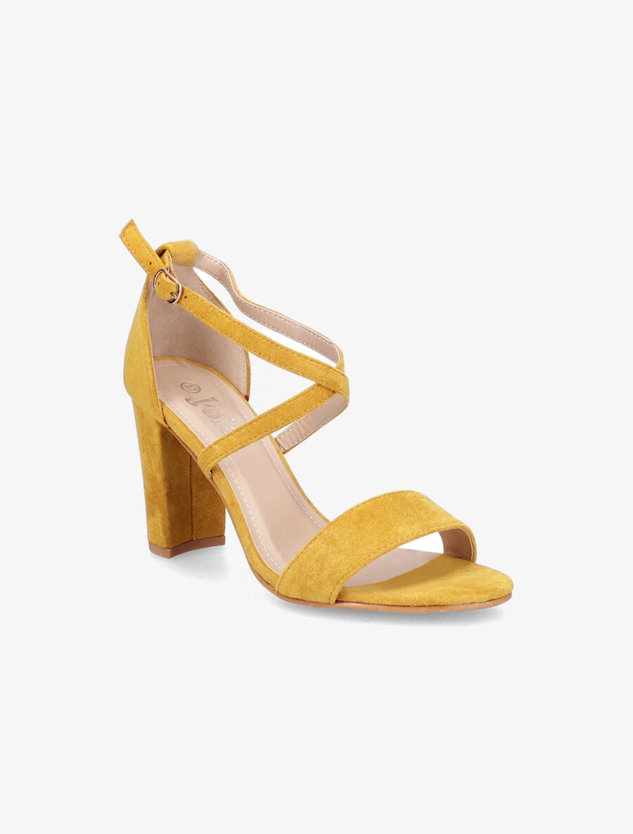 Sandales en suédine à talons classique - Moutarde - 2