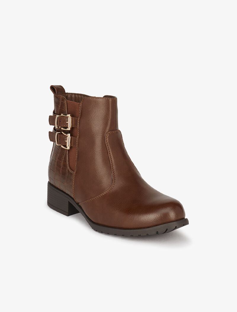 Bottines bi-matière à double sangles - Marron - 3