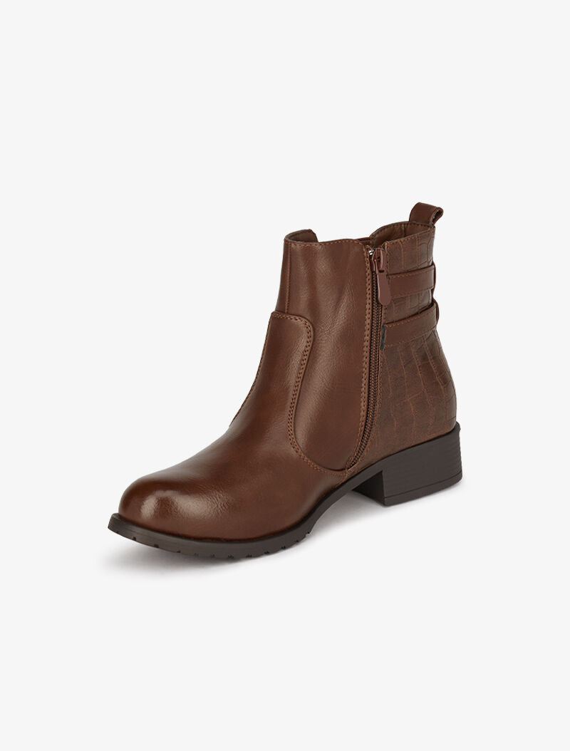 Bottines bi-matière à double sangles - Marron - 4