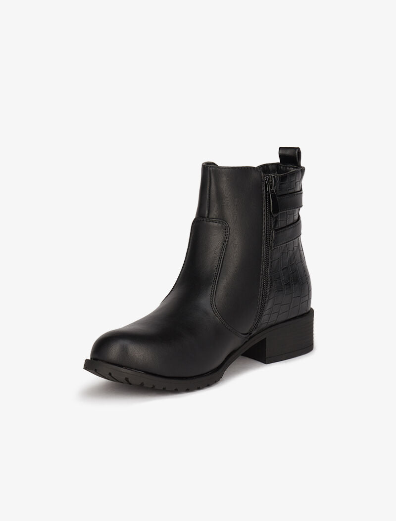Bottines bi-matière à double sangles - Noir - 4