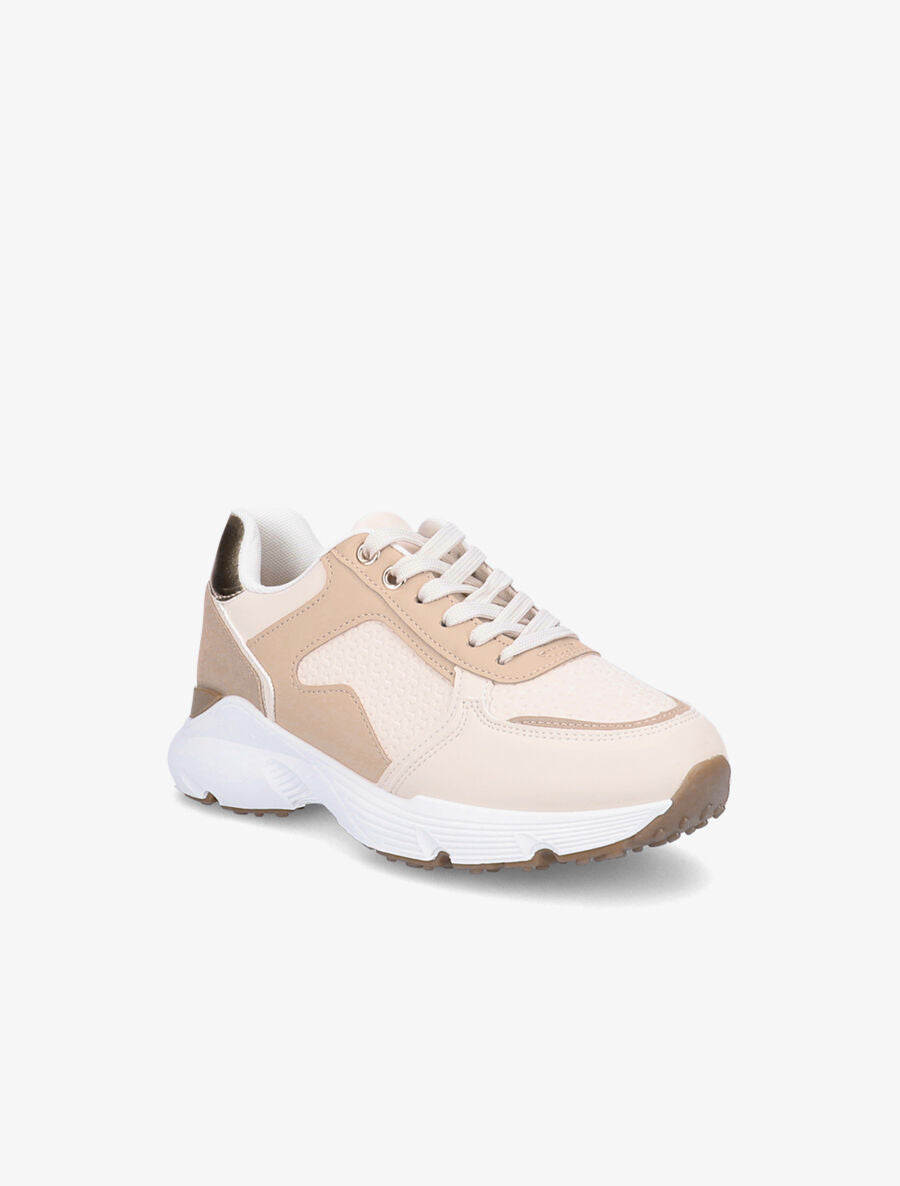 Baskets en simili texturé - Beige - 2