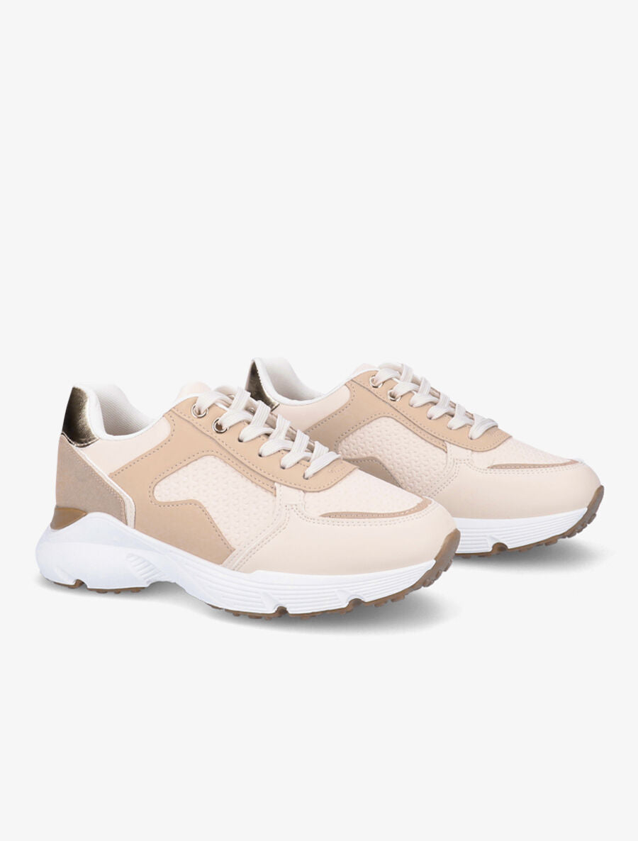 Baskets en simili texturé - Beige - 4