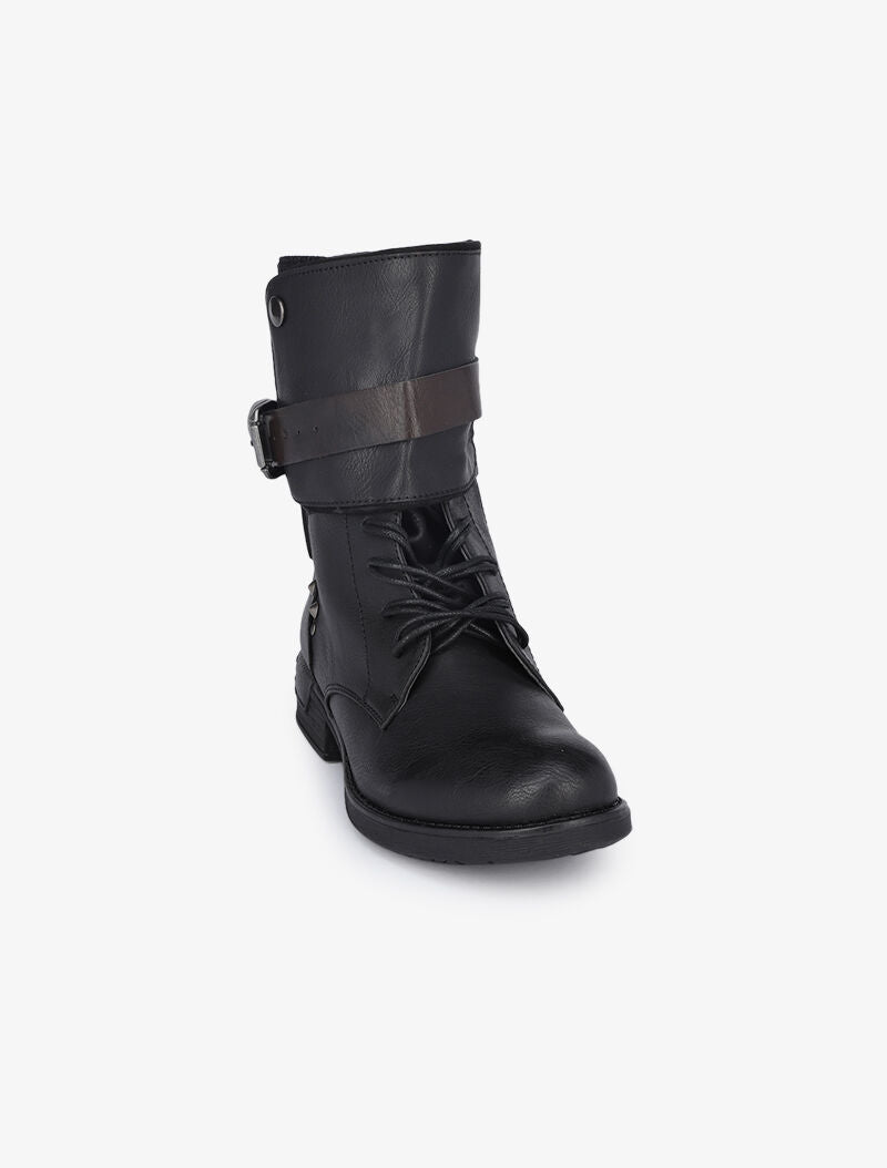 Boots style rangers à contrefort clouté - Noir - 3