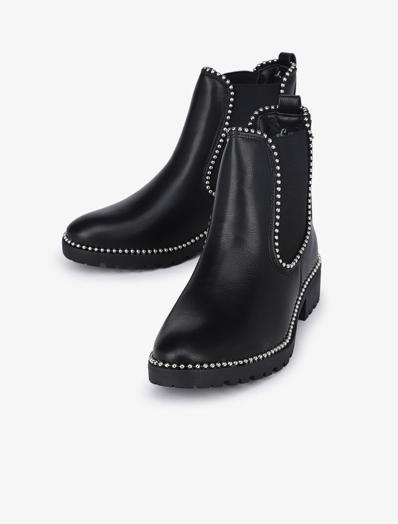 Boots à semelles crantées et détail billes - Noir/argent - 4