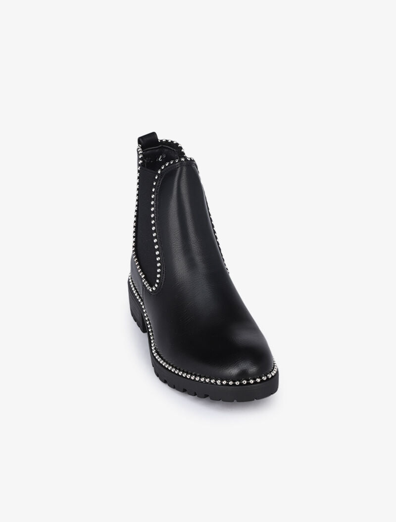 Boots à semelles crantées et détail billes - Noir/argent - 2