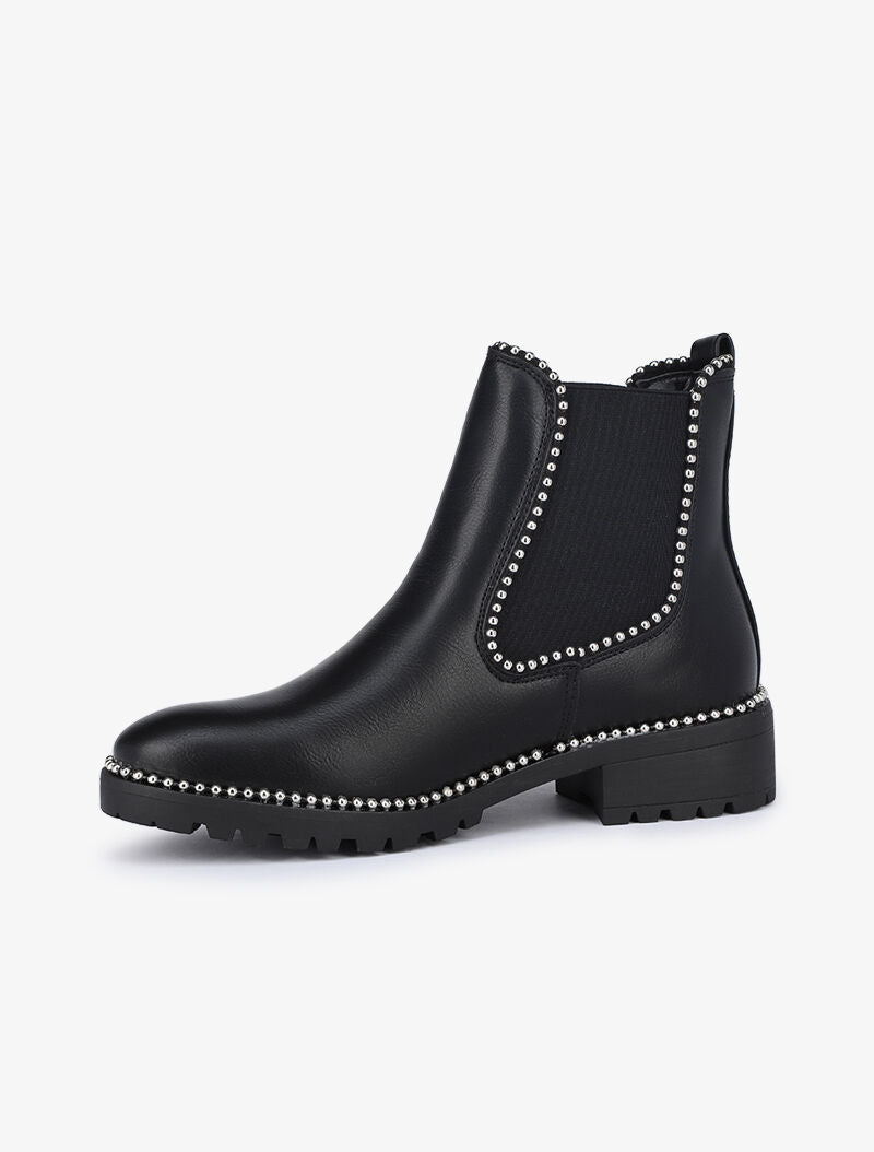 Boots à semelles crantées et détail billes - Noir/argent - 3