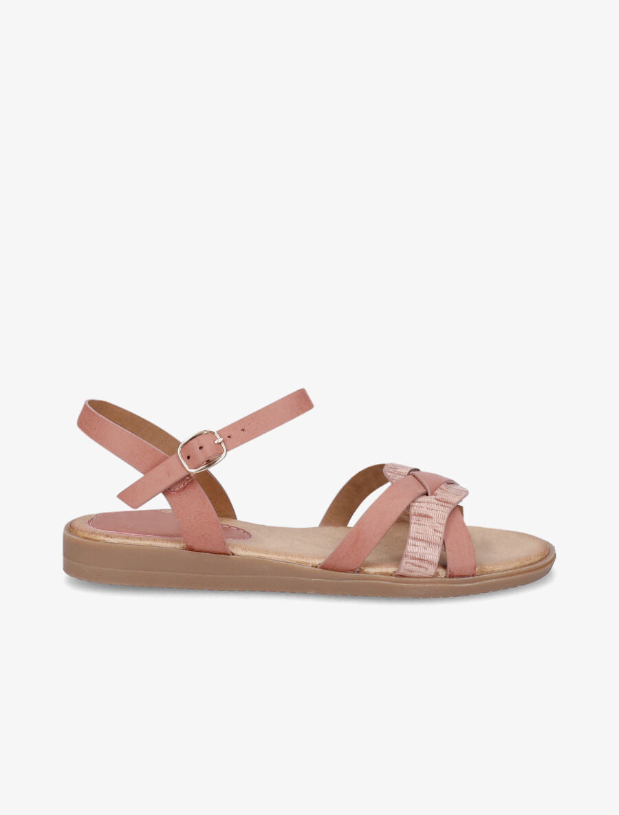 Sandales à brides bi-matière entrelacées - Rose - 3