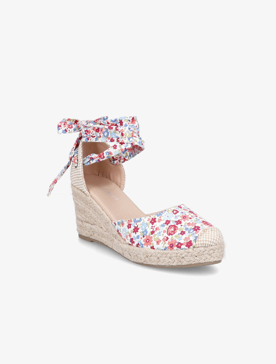 Espadrilles compensées imprimé fleuri - Rose - 2