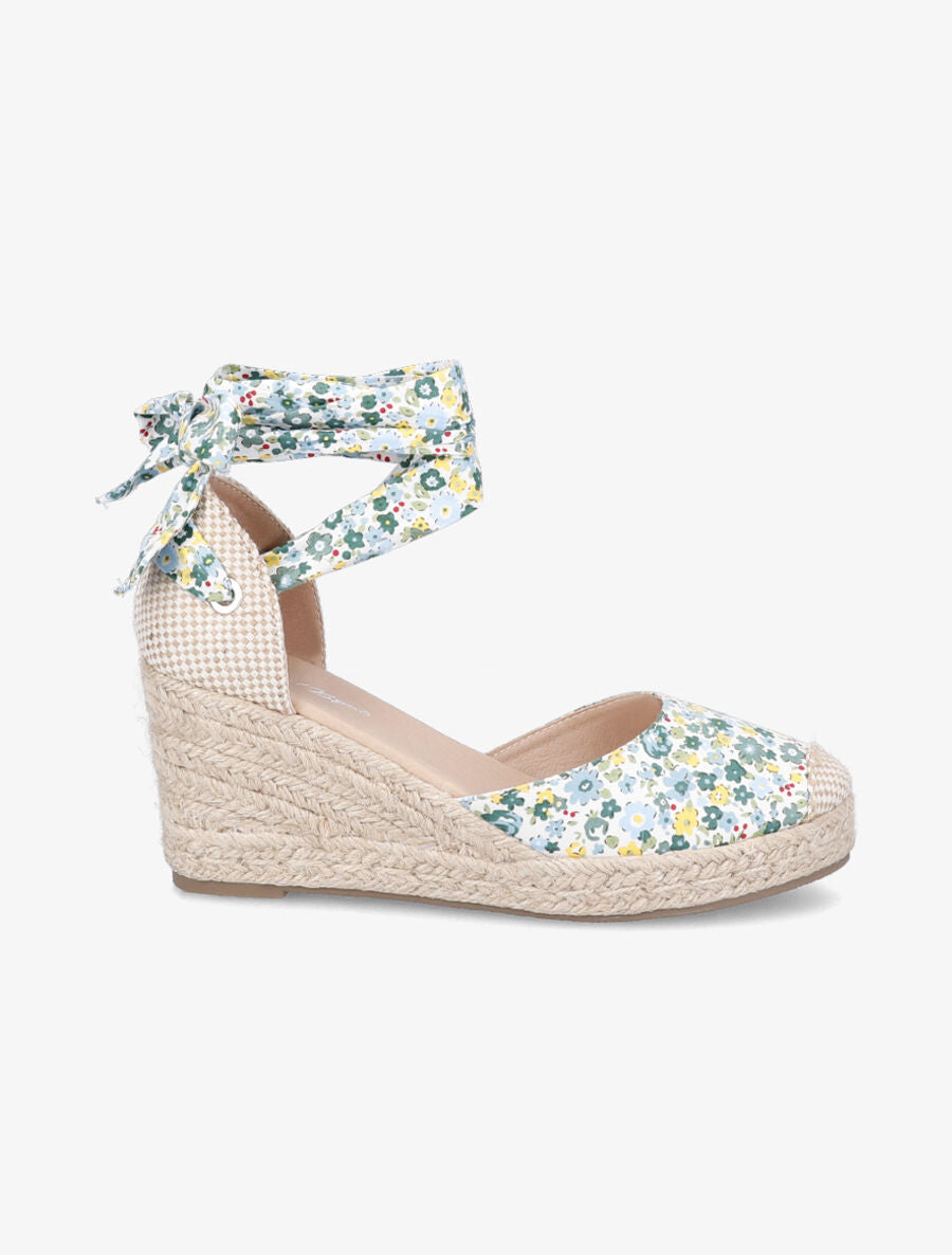 Espadrilles compensées imprimé fleuri - Vert - 5