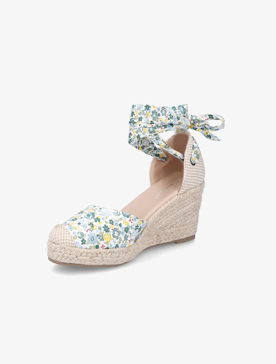 Espadrilles compensées imprimé fleuri - Vert - 3