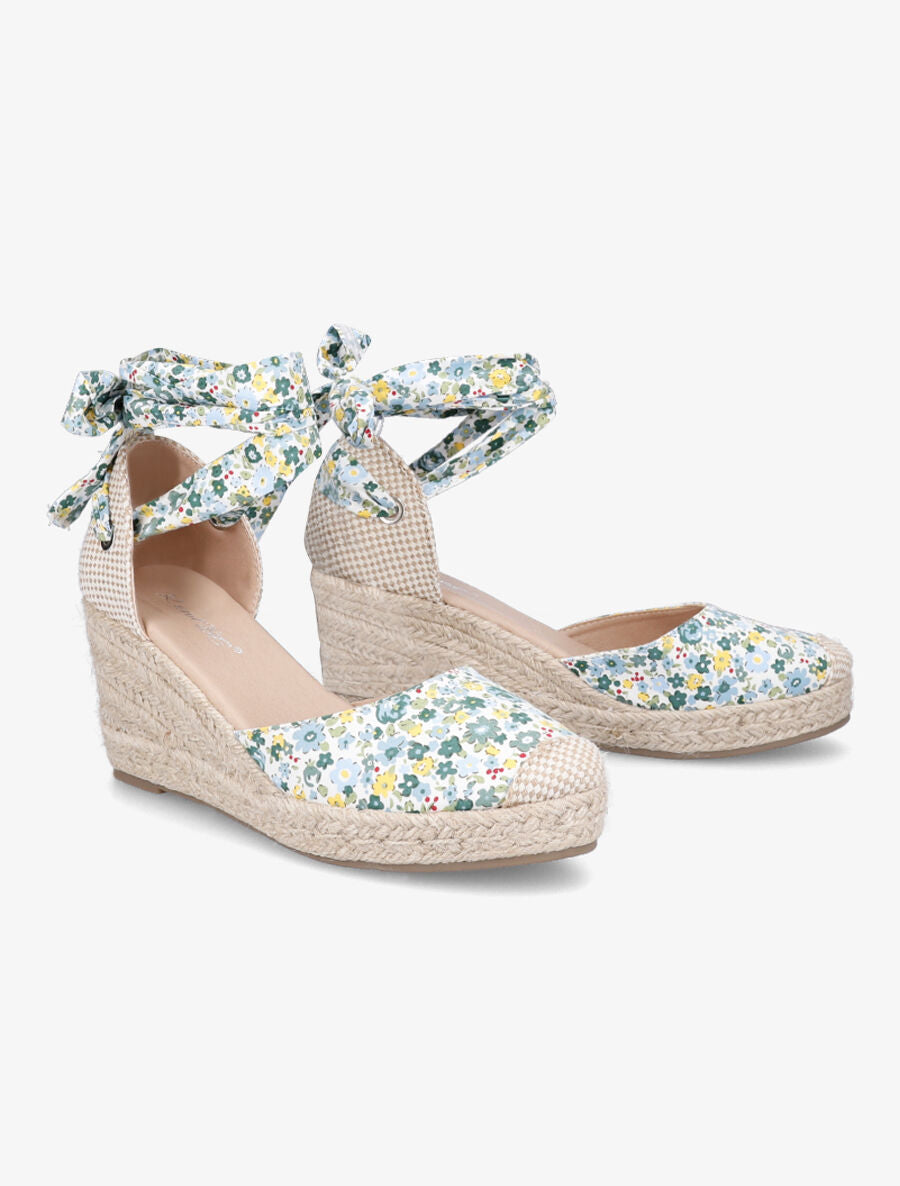 Espadrilles compensées imprimé fleuri - Vert - 4