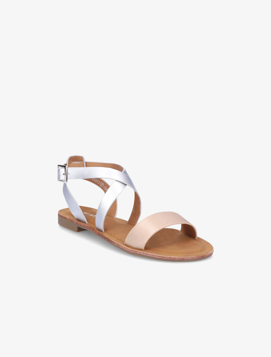 Sandales plates classiques à brides croisées - Rose gold - 1