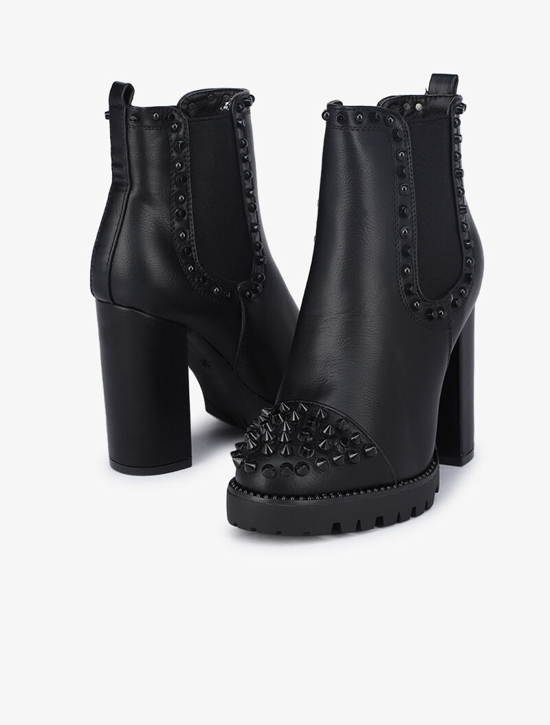 Boots à talons à bout cloutés - Noir - 4