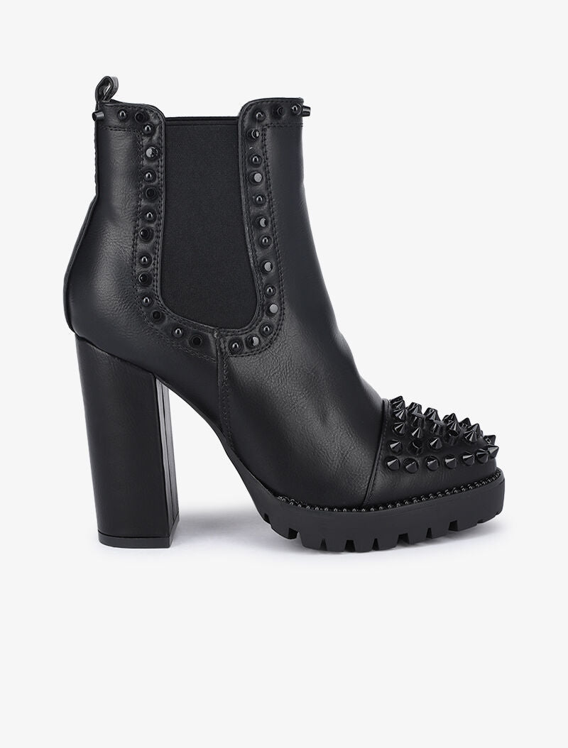 Boots à talons à bout cloutés - Noir - 1