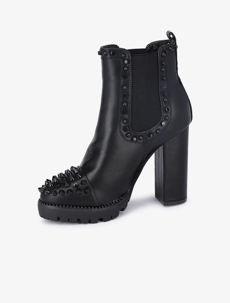 Boots à talons à bout cloutés - Noir - 3