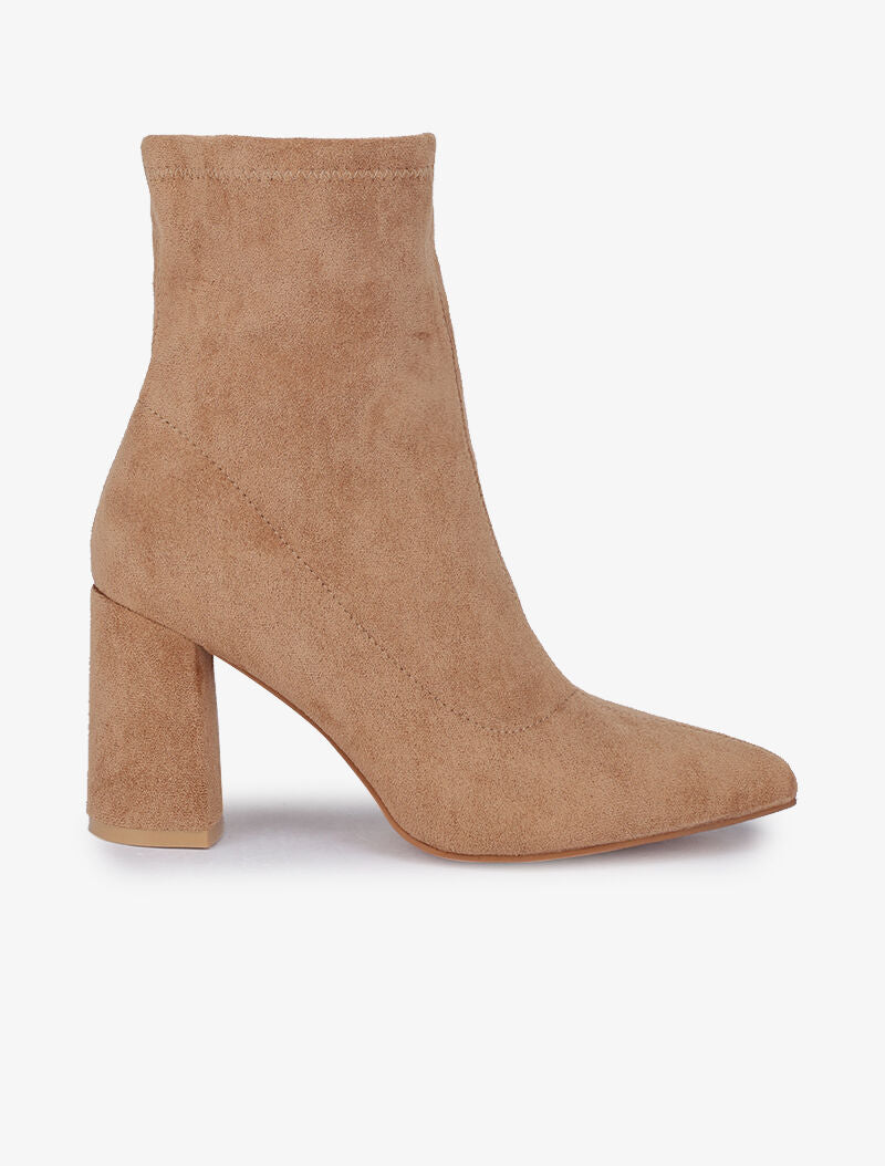 Bottines montantes à talons et bouts pointus - Beige - 2