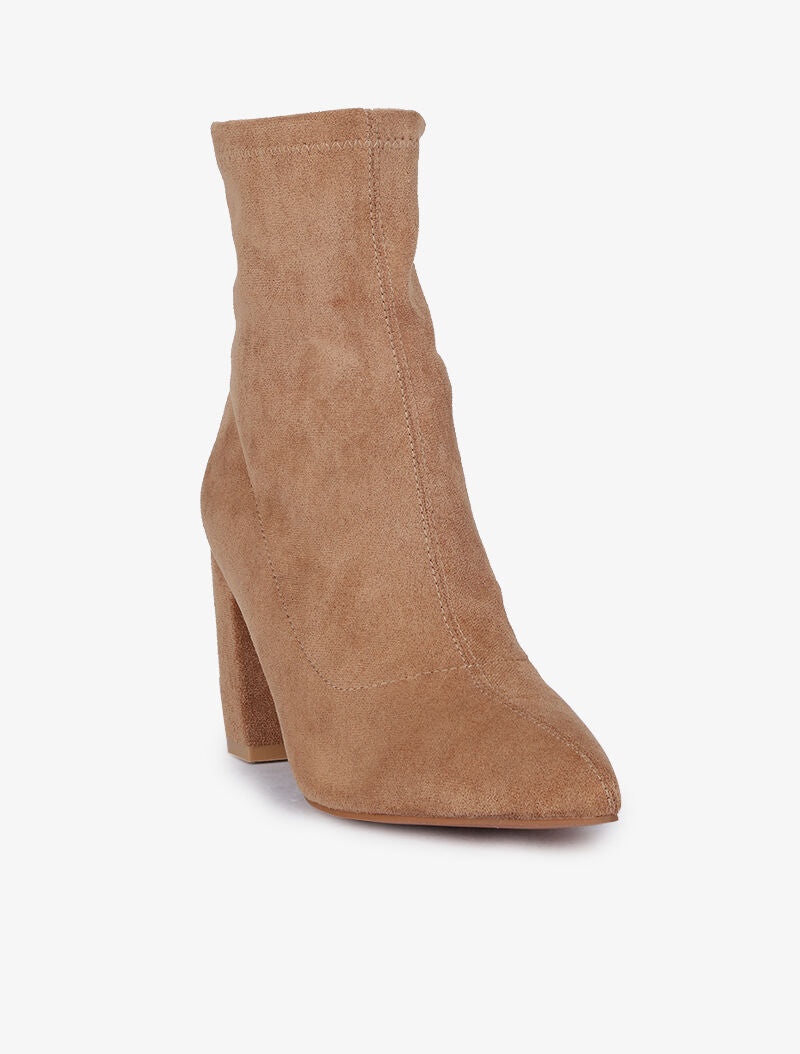 Bottines montantes à talons et bouts pointus - Beige - 3