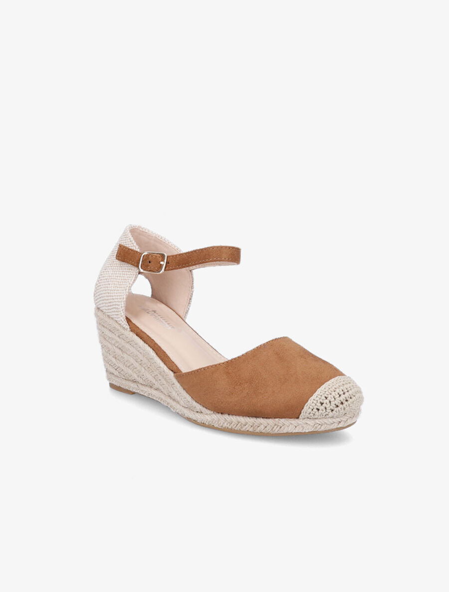 Espadrilles compensées en suédine - Camel - 2